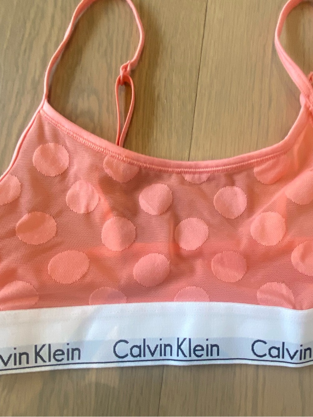 Calvin Klein Coral Mesh Bralette with Logo Band